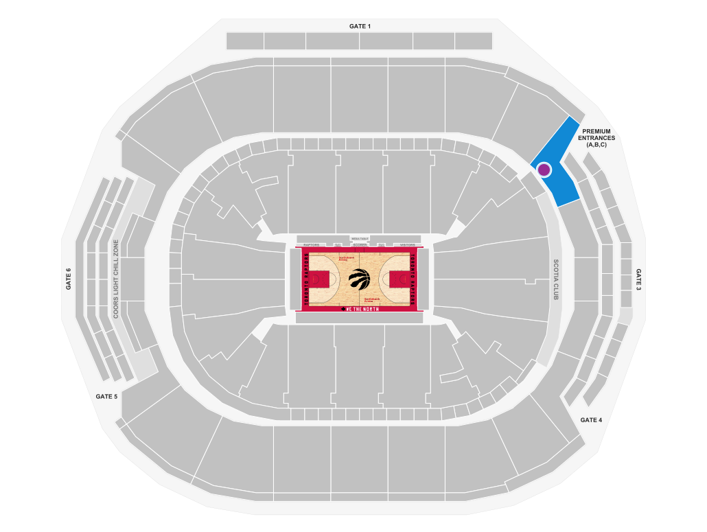 Stadium map layout for Section 301 Row 2 Seats 7,8,9