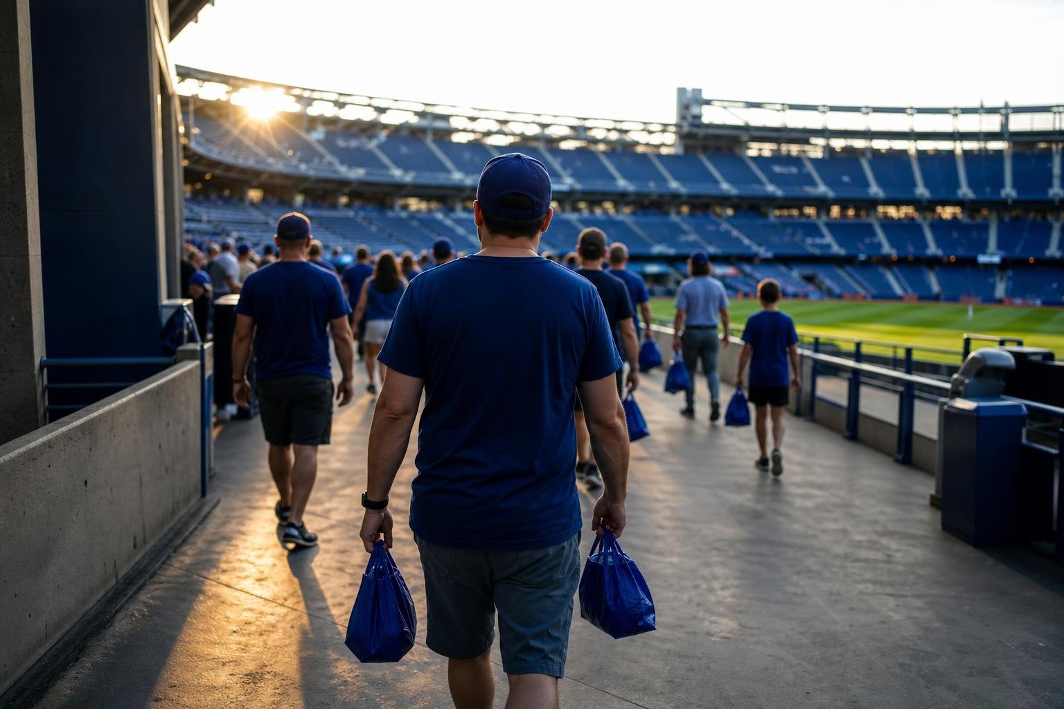 Crowd at Rogers Centre during a Toronto Blue Jays game, fans in blue jerseys filling the stands on a promotional giveaway night.